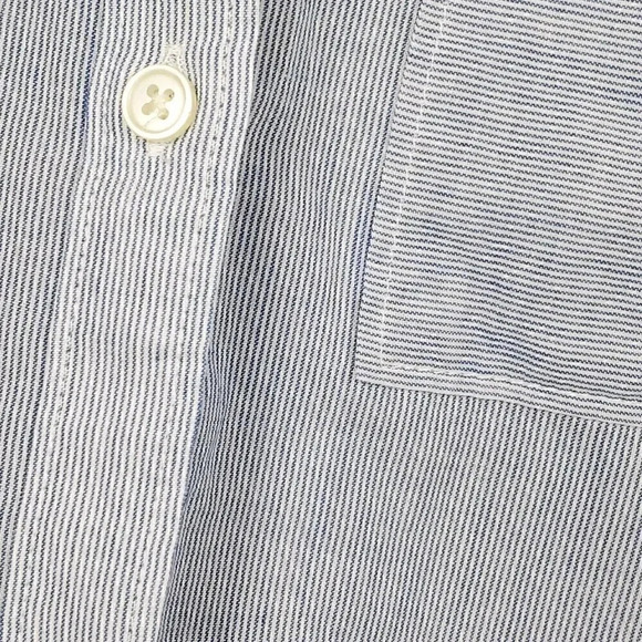 ANN TAYLOR LOFT Blue White‎ Pinstripe Button Up Contrasting Long Sleeved Shirt - Picture 3 of 11